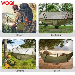 เปลญวนสำหรับผู้ใหญ่ WOQI สำหรับตั้งแคมป์กลางแจ้ง ทำจากไนลอนทนทาน พร้อมมุ้งกันยุงปรับได้ วัสดุพาราชูทแบบพกพา สำหรับใช้ในสวน - Product Image 5