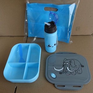 Boîte à lunch en plastique sûr pour enfants avec motif d'éléphant de dessin animé, ensemble bouteille d'eau et cuillère, idéal pour l'école - Product Image 6