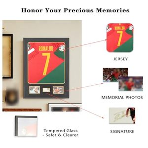 Espositore per Maglie con Cornice in Legno da Parete per Magliette di Calcio, Basket, <span class=keywords><strong>Foto</strong></span> e Firme, Cornice Nera Shadow Box - Product Image 4