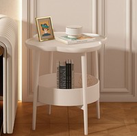 Table d'appoint moderne crème en acier au carbone, étagère mobile créative, design simple, table à thé convertible pour Netflix, mobilier de maison pour salon