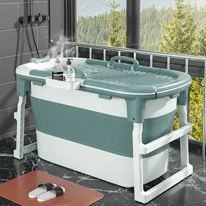 Vasca da bagno rettangolare portatile per bagno per adulti Mini portasapone adulti vasca da bagno pieghevole in plastica portatile per adulti