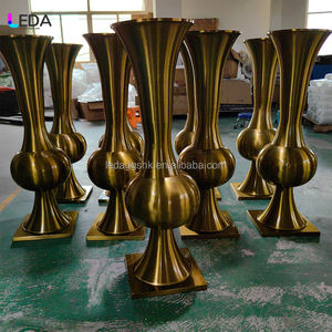 LEDA Hot Selling Wedding <b>Metal</b> <b>Flower</b> <b>Stand</b> Gold Vase Shaped Wedding Table Centerpiece Decoration Elegant - Product Image 2