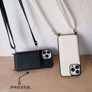 Étui de téléphone portable à bandoulière pour <span class=keywords><strong>iphone</strong></span> <span class=keywords><strong>12</strong></span> 13 14 15 Pro max étui en cuir litchi femmes - Product Image 3