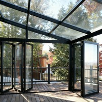 Véranda en aluminium et verre, directement de l'usine, avec panneaux en verre trempé, amovible et inclinable, pour hôtel, balcon.