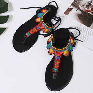 Zapatillas <span class=keywords><strong>planas</strong></span> de diseñador colorido para <span class=keywords><strong>mujer</strong></span>, <span class=keywords><strong>sandalias</strong></span> de playa, chanclas con cordones, <span class=keywords><strong>Amazon</strong></span> - Product Image 2