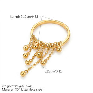 Waterproof Non Tarnish <b>Rings</b> 14k 18k PVD Gold Plated Fashion 316L Stainless Steel Dangle <b>Ring</b> For <b>Fingers</b> - Product Image 6