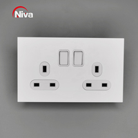 Niva interrupteur et prise Double 13A 3 broches prise commutée électrique UK Standard prise murale panneau en acier inoxydable