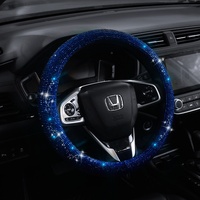 Funda Universal para Volante de Felpa Artificial para Todas las Estaciones, Estilo Diosa a la Moda, Forma de D Mediana, Completamente Decorada con Diamantes, Compatible con la Mayoría de los Autos