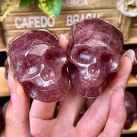 Crânes en cristal de quartz fraise de haute qualité, artisanat en cristal naturel, vente en gros, pour décoration et cadeau