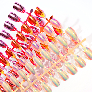 120 pièces métal placage acrylique presse sur les ongles miroir réfléchissant métallique Chrome <span class=keywords><strong>faux</strong></span> ongles français couverture complète ongles conseils - Product Image 6