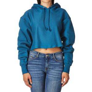 Haut court décontracté pour femme avec capuche, manches larges côtelées, imprimé stylé, épaules tombantes et capuche brodée – Vêtement tendance - Product Image 1