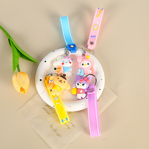 Soft Rubber Cartoon Doll <b>Keychains</b> 3D Shape For Women Bag Car Cute Pendant Random Color Gift - Product Image 4