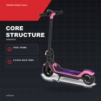 Trottinette électrique pliable 250W, batterie 36V 2,5Ah, pneus solides de 6,5 pouces, frein électronique, haut-parleur Bluetooth
