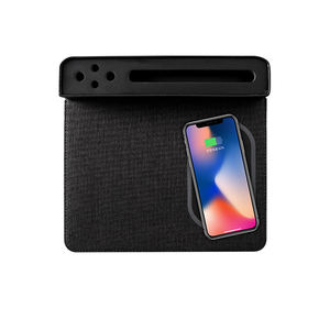 Vendita calda 15W Wireless ricarica PU Mouse Pad per telefono cellulare e portapenne Stand per regali promozionali e aziendali - Product Image 5