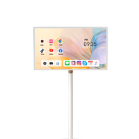 TV portabel 32 inci putih, TV 1080p LCD tampilan LED layar sentuh HD Smart putar untuk Konferensi Pendidikan rumah