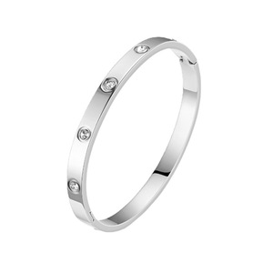 Pulsera de Acero Inoxidable de 6 mm con Bisel de Cristales de Imitación de 60 mm de Diámetro Interior para Uso Diario Femenino - Product Image 5