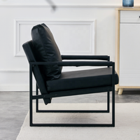 Chaise de canapé en cuir PU du milieu du siècle avec cadre en métal dossier rembourré extra-épais et coussin de siège fauteuils de canapé pour le salon