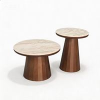 Table de café classique de luxe moderne en bois avec plateau en marbre, meubles de chambre faits à la main