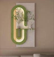 Plante verte hydroponique décorative bricolage Vase moderne haut de gamme tridimensionnel grès applique murale en bois pour hall d'entrée