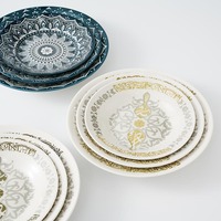 Vaisselle en céramique de gros pour le Ramadan, impression par transfert sous glaçure, design 18 pièces, service de table en porcelaine, assiettes à soupe