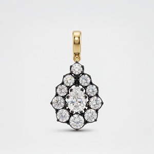 Pendentif en argent sterling 925 plaqué or 18 carats avec halo de zircon cubique taille poire - Product Image 1