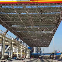 Estructura de acero prefabricada a bajo precio, marco de espacio de techo de gasolinera para construcción