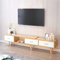 Meuble TV extensible couleur bois, armoire de rangement étroite intégrée pour petits salons