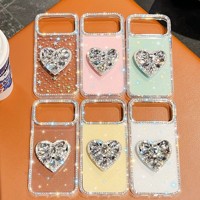 Étui de téléphone portable antichoc en forme de cœur avec pierres précieuses pour iPhone 18 Pro Max 18 17 16 15, étui de téléphone à paillettes et strass