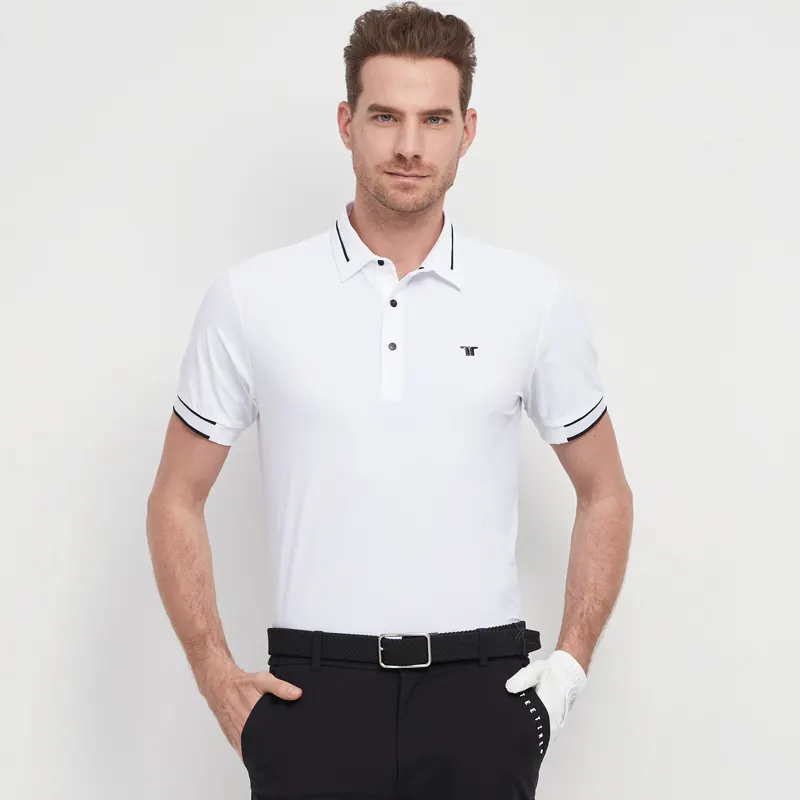OEM Logo Nylon Men Golf Polo T Shirts Summer Uvioresistant Clothes Short Sleeve Quick Dry Slim Fit Golf Polo Shirt