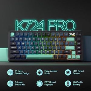Bàn phím chơi game không dây OEM ODM K724 PRO 81 phím, kiểu gasket, màn hình TFT, núm xoay, kết nối ba chế độ, giảm tiếng ồn 5 lớp, nhỏ gọn 80S - Product Image 2