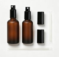 Botol Serum Pompa Semprot Kaca Hitam Matte Frosted 30ml 50ml 100ml Bentuk Bulat untuk Krim Wajah dan Krim Mata