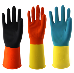 قفازات لاتكس مزدوجة اللون 50-31 جم صناعية مقاومة للماء ثقيلة ميكانيكية مريحة قابلة لإعادة الاستخدام آمنة متوسطة الحجم - Product Image 4