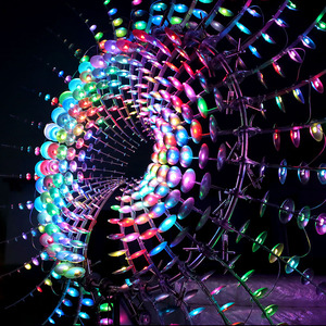 Decoraciones de jardín para <span class=keywords><strong>el</strong></span> hogar, escultura cinética de acero inoxidable, spinner con motor y luces led - Product Image 1