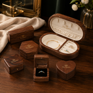 Luxury Walnut Wood <b>Ring</b> <b>Box</b> Elegant Jewelry Presentation Case for Wedding Proposal Engagement Gift Packaging jewelry packaging - Product Image 1