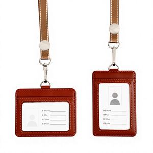 Porte-cartes d'identité en cuir véritable fait main avec cordon de style vintage pour artiste de studio créatif, étui pour carte d'identité, logo personnalisé en relief - Product Image 3