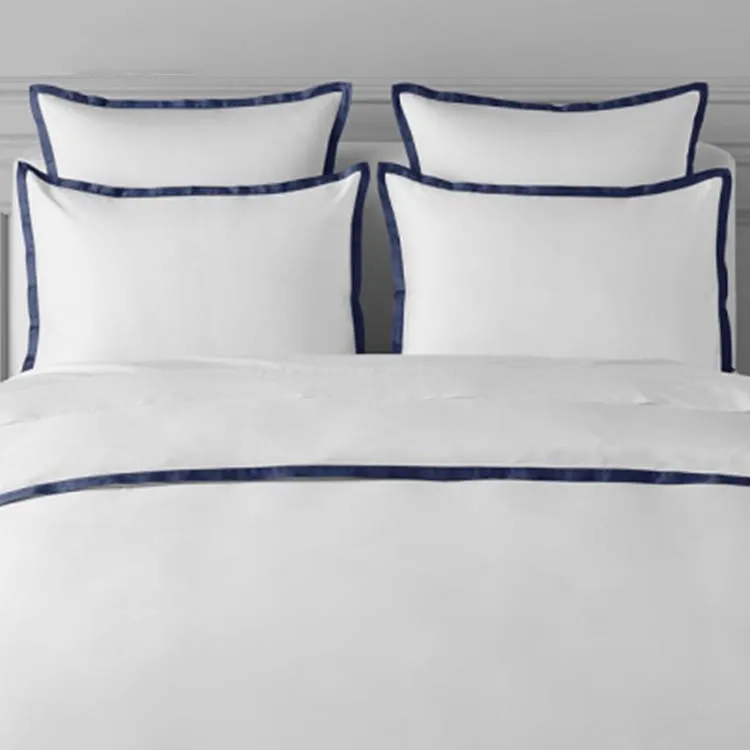 Nuovissimo Design dell'hotel 100% lenzuola da letto in cotone egiziano ricamato in poliestere bianco