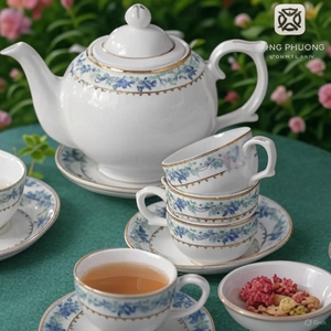 Service à thé cadeau en porcelaine de qualité supérieure-Design ovale élégant avec motif floral | OEM & Manufacturer Direct - Product Image 2