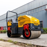 Mini-compacteur vibrant à double tambour avec roues en acier pour aménagement paysager et chemins en gravier