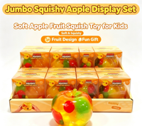 Jumbo Squishy Assortiment de jouets pomme transparents et souples, à presser, à l'huile de noix de coco, sensoriels, anti-stress, nouveauté, jouet de fête