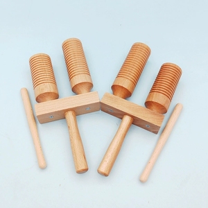 Venta al por mayor: Agogo Guiro de madera acanalado de 2 y 3 tonos con mazo de madera, instrumento de percusión Orff para niños, para raspar con múltiples timbres - Product Image 4