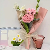 Kit de fleurs personnalisées au crochet décor de belles fleurs artificielles faites à la main fleur intemporelle au crochet fausses plantes cadeaux de fête des mères