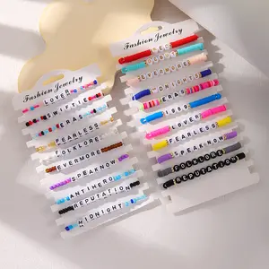 La pulsera elástica de cuentas de arroz Swift se puede personalizar pulsera de cuentas de letras swiftie 10 juegos al por mayor