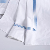 Ensemble de literie d'hôtel brodée sur mesure, 100% coton, drap plat blanc pour hôtel, ensemble de linge de lit