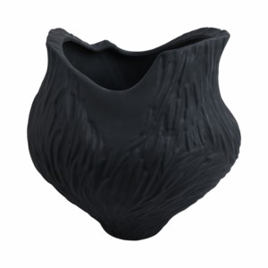 Vaso Moderno in Porcellana con Texture Ondulata, Elemento Scultoreo per l'Arredamento del Soggiorno - Product Image 4