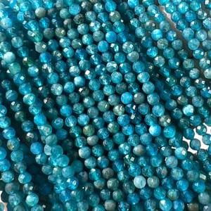 Elegantes cuentas redondas facetadas de apatita de 4mm, cuentas sueltas de piedras preciosas <span class=keywords><strong>Edelstein</strong></span> para ceremonia religiosa - Product Image 5