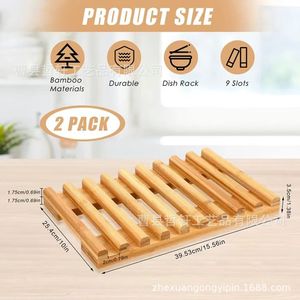 Bamboo <b>Plate</b> Organizer For Kitchen Cabinets With Quick Dry Feature - Product Image 4