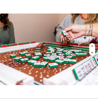 Set Mahjong Akrilik Merah Amerika 160 Ubin Edisi Natal 4 Pemain Permainan Kocok Kartu Portabel OEM