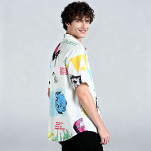 <span class=keywords><strong>เสื้อ</strong></span>เชิ้ตฮาวายแขนสั้นทรงหลวมสไตล์ญี่ปุ่นสำหรับวัยรุ่นชาย กระดุมแถวเดียว ผ้าโพลีเอสเตอร์ 100% เนื้อผ้าเย็นสบาย - Product Image 6