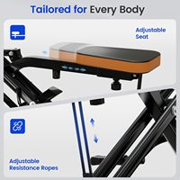 Máquina de Sentadillas Profundas y Remo para el Hogar, Equipo de Ejercicio Fácil de Instalar y Plegable con Resistencia Ajustable, Total Crunch