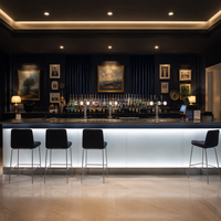 Comptoir de bar haut de gamme personnalisé, droit, facile à nettoyer, remplaçable, avec éclairage LED pour restaurant, bar et club